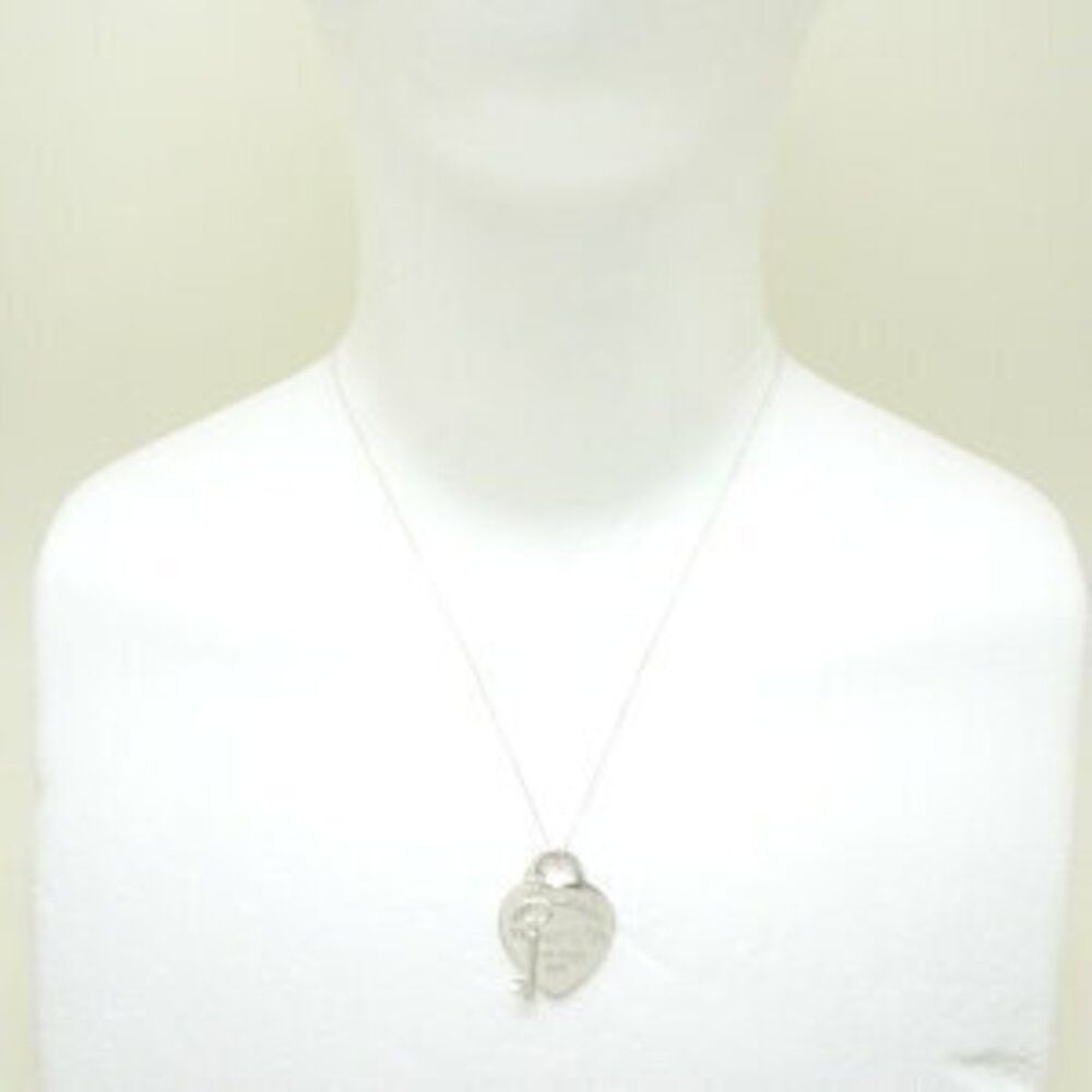 Tiffany Co to Heart Key Pendant Necklace Sterling Silver